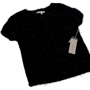 Jennifer Lopez Furry Soft Black Sparkle Shiny Top Women’s Extra Small XS